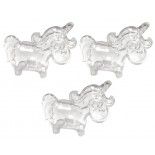 Lot de 3 ballotins Licorne 7,5cm plexi, Transparent