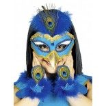 Chaks 30 250710, Set de Paon en plumes (masque, col, bracelets), Bleu