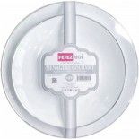 Combo GOURMET 16 assiettes rondes plastique (en 2 tailles), Blanc/Argent