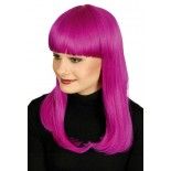 Chaks 11 277433, Perruque Josie cheveux longs lisses, Magenta