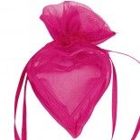 Sachet de 4 coeurs avec armature, Fuchsia