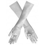 Gants de fête satin Argent, 40 cm