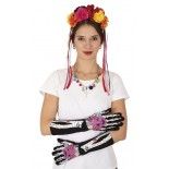 Set Day of the Dead, serre-tête, gants et collier