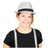 Party Pro 333051, Chapeau borsalino shiny argent