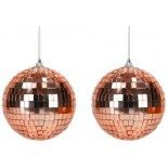 Lot de 2 petites Boules à facettes 10cm à suspendre, Rose Gold