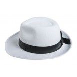 P'TIT Clown re34761 - Chapeau feutre al capone adulte, Blanc