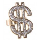 P'TIT Clown re36700 - Bague Dollar dorée avec paillettes argent