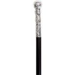 P'TIT Clown re38700 - Canne noire avec pommeau argent