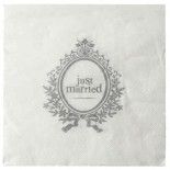 Sachet de 20 Serviettes Just Married, Blanc