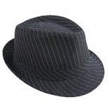 P'TIT Clown re40388, Chapeau Borsalino en tissu taille adulte, rayé noir et blanc 