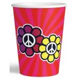 Lot de 8 Gobelets Hippie peace en carton 21cl