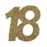 Sachet de 6 Grands confettis anniversaire, OR pailleté 18 ans