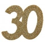 Sachet de 6 Grands confettis anniversaire, OR pailleté 30 ans