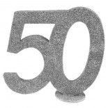 Chiffre Anniversaire vertical déco, 50 ans Argent