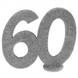 Chiffre Anniversaire vertical déco, 60 ans Argent