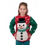 P'TIT Clown re48110, Pull de Noël enfant vert et rouge bonhomme de neige, taille 4/6 ans