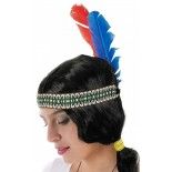 Bandeau indien avec 2 plumes colorées