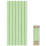 Party Pro 502900, Sachet de 10 pailles Vert Pastel à chevrons blancs