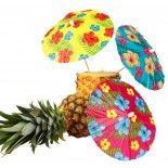 Lot de 6 mini-Parasols cocktails 18cm HIBISCUS assortis