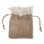 SANTEX 5335-26, Sachet de 4 bourses JUTE à franges avec lacet, naturel