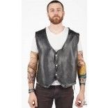 P'TIT Clown re55870 - Gilet sans manches biker, simili cuir noir