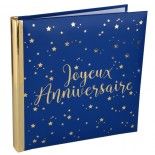 SANTEX 5664-8, Livre d'or Joyeux Anniversaire métallisé bleu