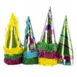 Party Pro 57121943, Set 36 petits Chapeaux Pointus carton Métallisés multicolores assortis