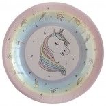 SANTEX 6241-5, Sachet de 10 Assiettes Licorne 22,5cm, Rose