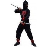 P'TIT Clown re66274 - Déguisement enfant Ninja noir et rouge taille 10/12 ans