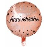 Sachet de 1 Ballon alu Joyeux Anniversaire étincelant, Rose Gold