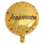 Sachet de 1 Ballon alu Joyeux Anniversaire étincelant, Or