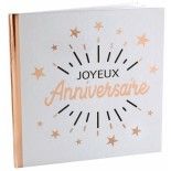 SANTEX 6651-20, Livre d'or Joyeux Anniversaire étincelant, Blanc/Rose Gold