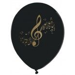 Sachet de 8 Ballons latex Disque d'or Noirs