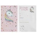 Sachet de 6 Cartes d'invitation Licorne