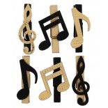 Sachet de 6 Pinces musique Disque d'or en bois