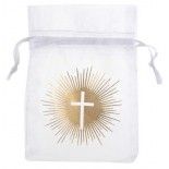 SANTEX 6849-3, Sachet de 6 Bourses organdi Cérémonie religieuse blanches