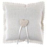 Coussin d'alliances coton avec coeur, Blanc