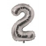 P'TIT Clown re70012, Ballon alu mylar 30cm CHIFFRE 2, Argent