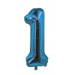 P'TIT Clown re70051, Ballon alu mylar 30cm CHIFFRE 1, bleu électrique 