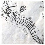 Sachet de 20 serviettes de table Musique, Blanc