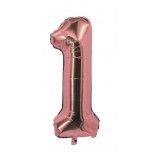 P'TIT Clown re70121, Ballon alu mylar 30cm CHIFFRE 1, Or rose