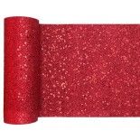 SANTEX 7036-7-20, Ruban de table Paillettes 18cm x 5m, Rouge