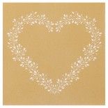 Paquet de 12 Serviettes impression COEUR airlaid 40x40cm, Or