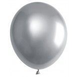 Sachet de 6 Ballons métallisés latex 30cm, Argent