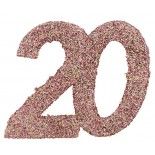 Sachet de 6 Grands confettis anniversaire, Rose Gold pailleté 20 ans