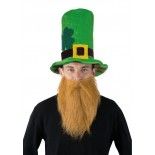 P'TIT Clown re73200 - Grand Chapeau velours 59 cm Vert souple St Patrick avec Barbe rousse