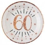 SANTEX 7348-60, Sachet de 10 Assiettes Âge étincelant métal 60 ans Rose Gold