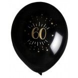 Sachet de 8 ballons Age étincelant NOIR/or, 60 ans