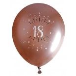 Sachet de 6 ballons Age étincelant 30cm, Rose Gold 18 ans