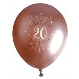 Sachet de 6 ballons Age étincelant 30cm, Rose Gold 20 ans